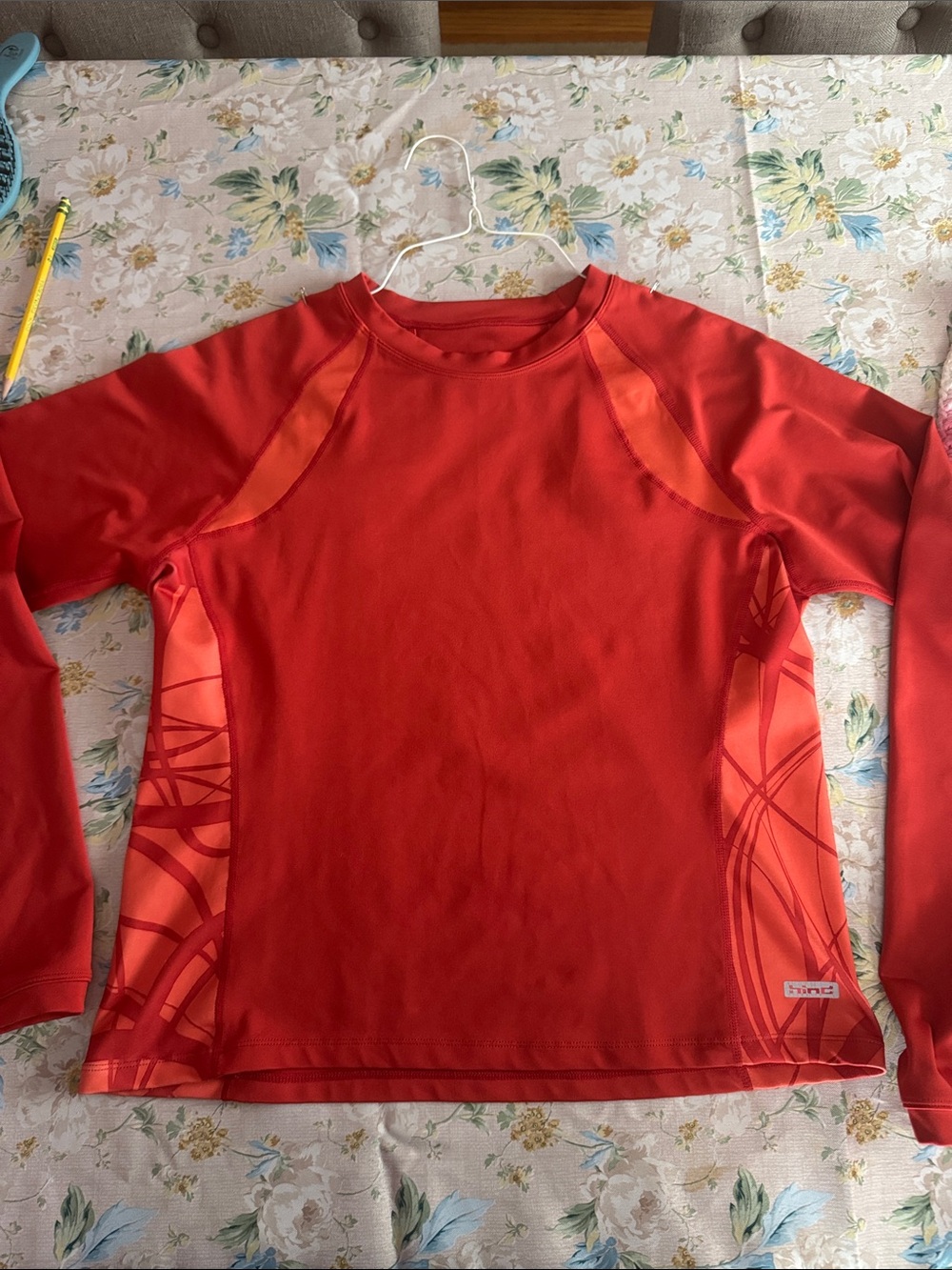 Hind Red Long Sleeve Athletic Tee with Side Graphic Panels